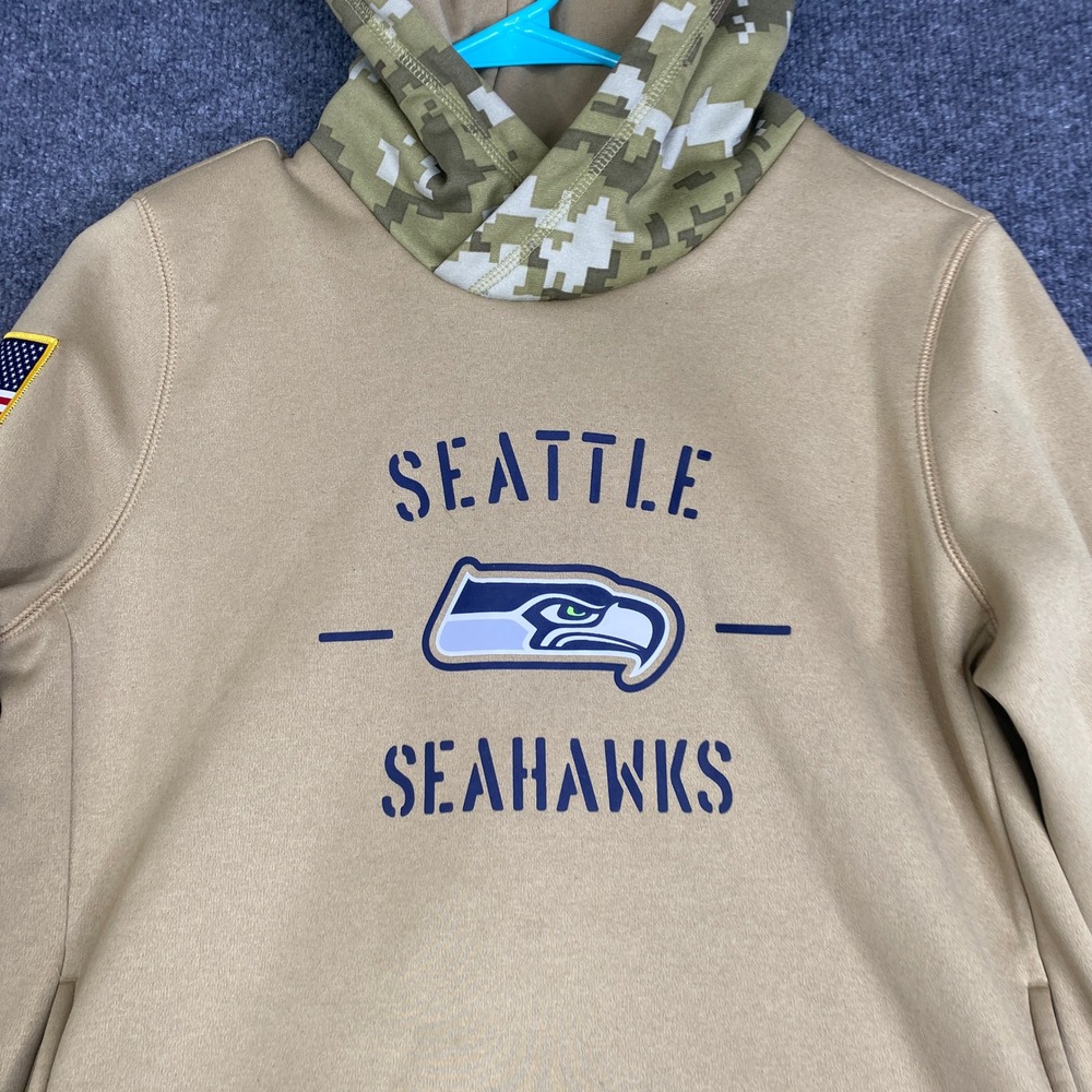 Nike Seattle Seahawks Salute to Service Hoodie Tan Camo Medium AT7936-297 - Picture 2 of 8